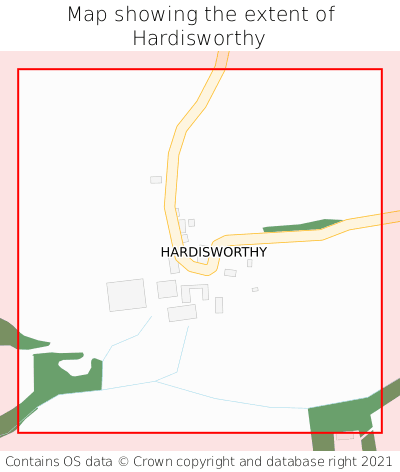 Map showing extent of Hardisworthy as bounding box