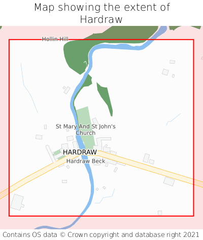 Map showing extent of Hardraw as bounding box