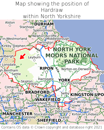 Map showing location of Hardraw within North Yorkshire