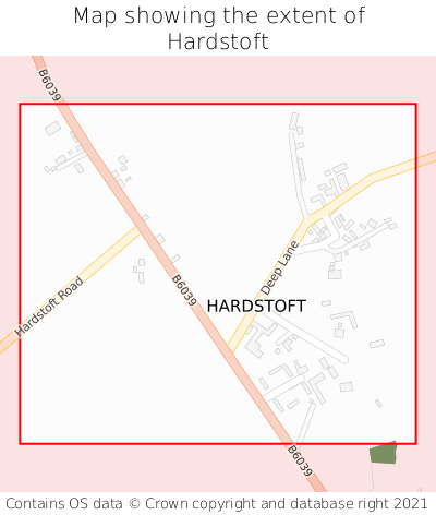 Map showing extent of Hardstoft as bounding box