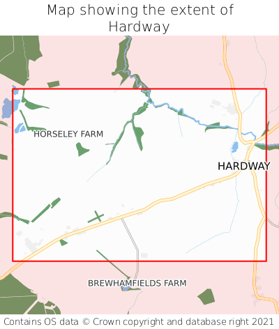 Map showing extent of Hardway as bounding box