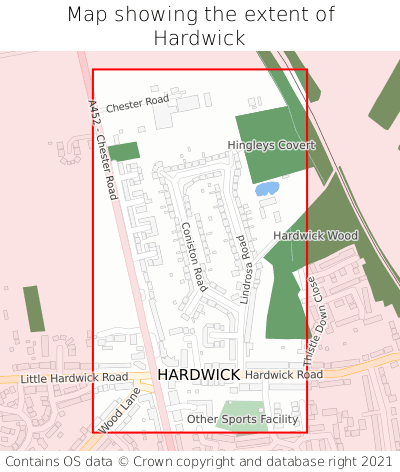 Map showing extent of Hardwick as bounding box