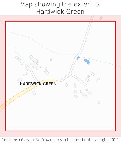 Map showing extent of Hardwick Green as bounding box
