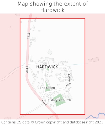 Map showing extent of Hardwick as bounding box