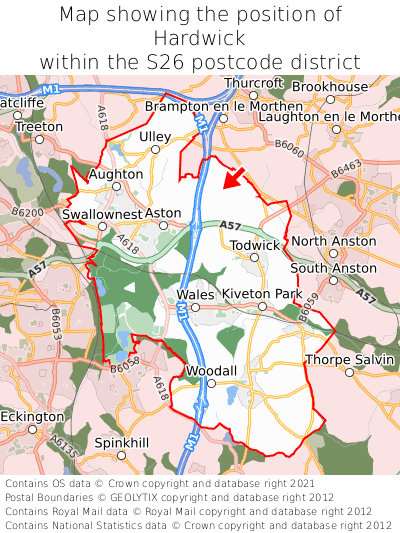 Map showing location of Hardwick within S26