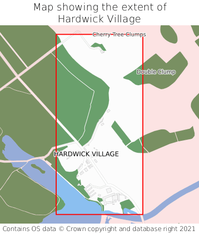 Map showing extent of Hardwick Village as bounding box