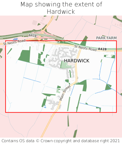 Map showing extent of Hardwick as bounding box