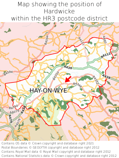 Map showing location of Hardwicke within HR3