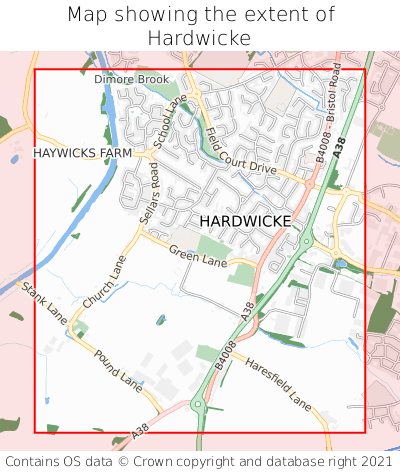 Map showing extent of Hardwicke as bounding box