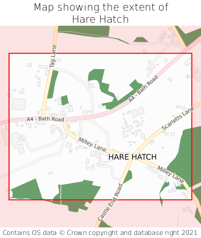 Map showing extent of Hare Hatch as bounding box