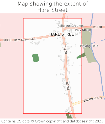 Map showing extent of Hare Street as bounding box