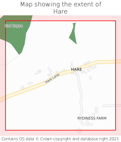 Map showing extent of Hare as bounding box
