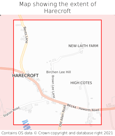 Map showing extent of Harecroft as bounding box