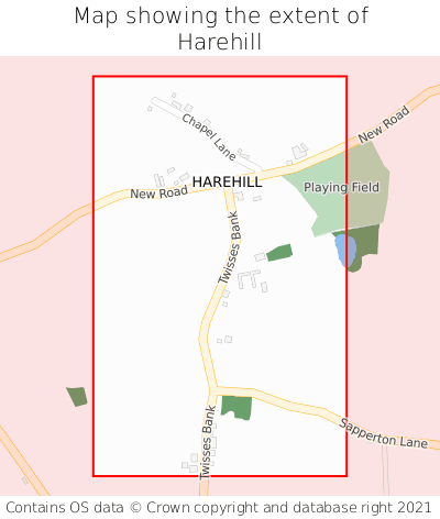 Map showing extent of Harehill as bounding box