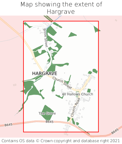 Map showing extent of Hargrave as bounding box