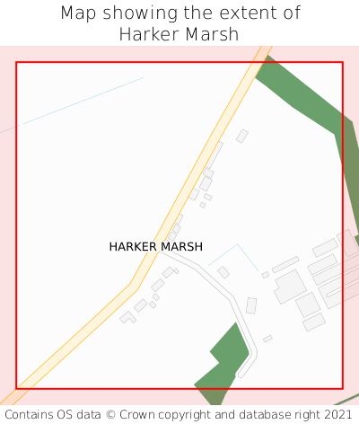 Map showing extent of Harker Marsh as bounding box