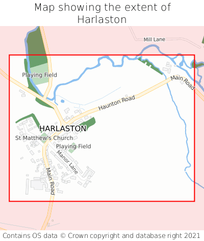 Map showing extent of Harlaston as bounding box