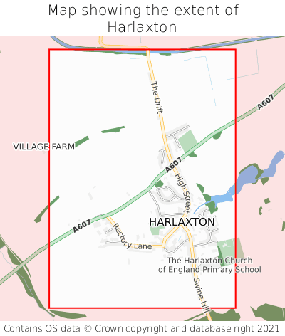 Map showing extent of Harlaxton as bounding box