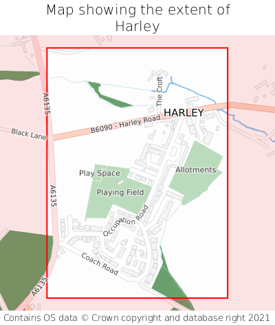 Map showing extent of Harley as bounding box