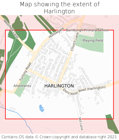 Map showing extent of Harlington as bounding box