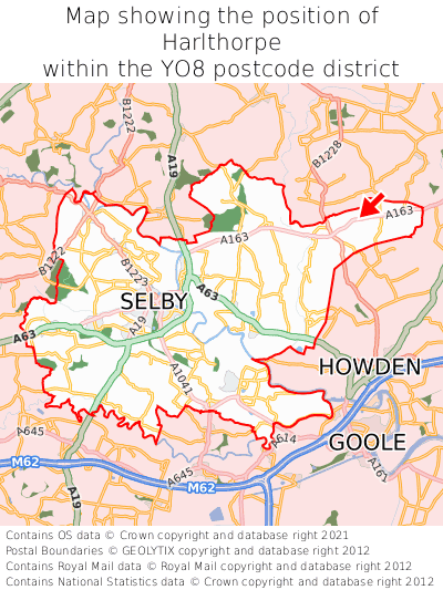 Map showing location of Harlthorpe within YO8