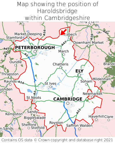 Map showing location of Haroldsbridge within Cambridgeshire