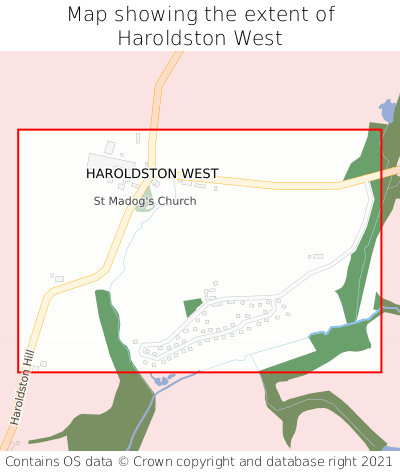 Map showing extent of Haroldston West as bounding box