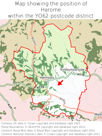 Map showing location of Harome within YO62