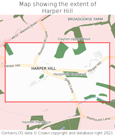 Map showing extent of Harper Hill as bounding box