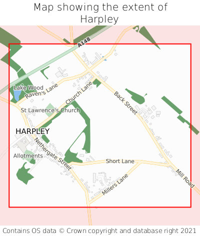 Map showing extent of Harpley as bounding box