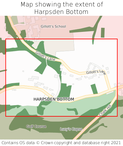 Map showing extent of Harpsden Bottom as bounding box