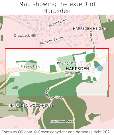 Map showing extent of Harpsden as bounding box