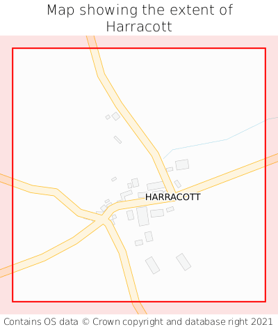 Map showing extent of Harracott as bounding box