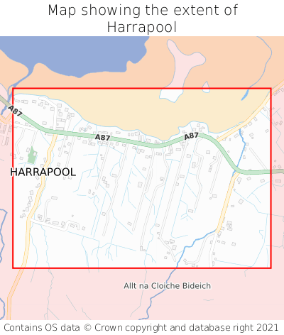 Map showing extent of Harrapool as bounding box