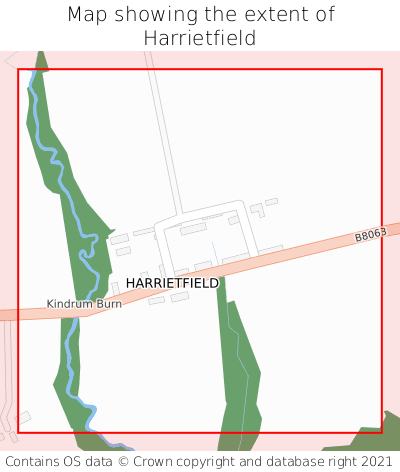 Map showing extent of Harrietfield as bounding box