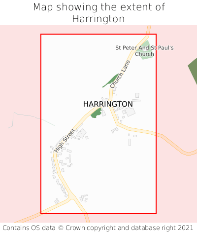 Map showing extent of Harrington as bounding box