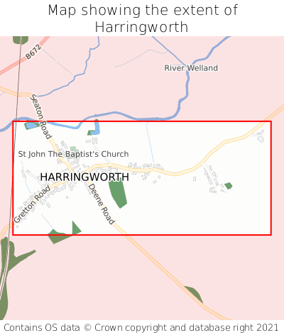 Map showing extent of Harringworth as bounding box
