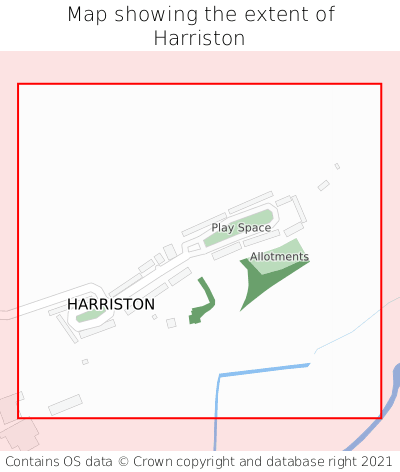Map showing extent of Harriston as bounding box