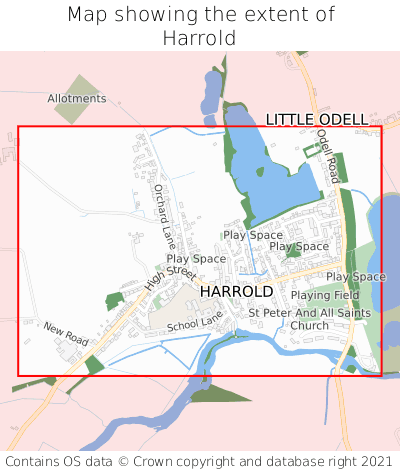 Map showing extent of Harrold as bounding box