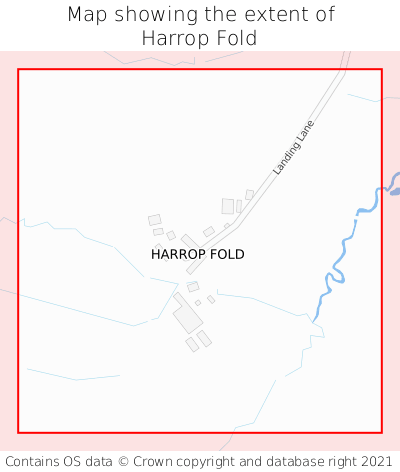 Map showing extent of Harrop Fold as bounding box
