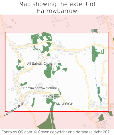 Map showing extent of Harrowbarrow as bounding box