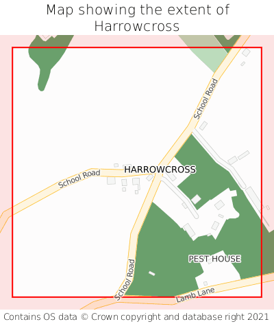 Map showing extent of Harrowcross as bounding box