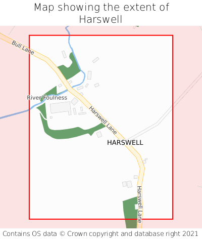 Map showing extent of Harswell as bounding box