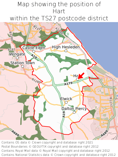 Map showing location of Hart within TS27