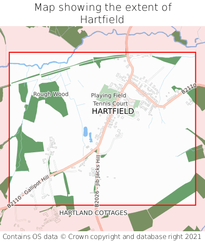 Map showing extent of Hartfield as bounding box