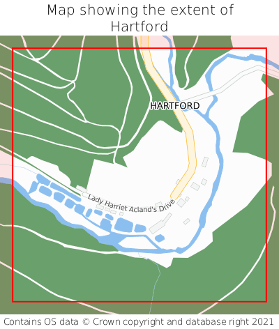 Map showing extent of Hartford as bounding box