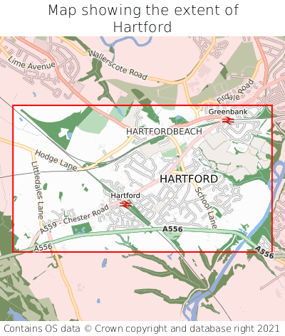 Map showing extent of Hartford as bounding box