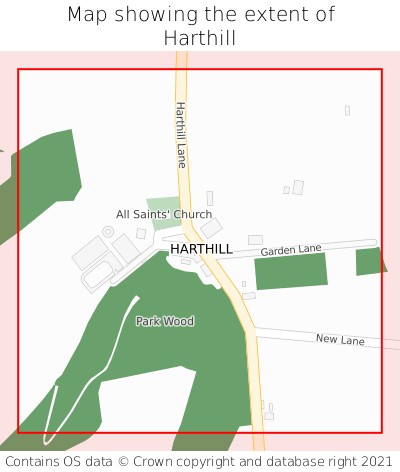 Map showing extent of Harthill as bounding box