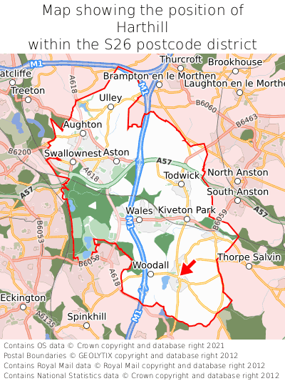 Map showing location of Harthill within S26