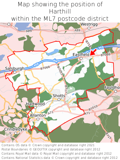 Map showing location of Harthill within ML7
